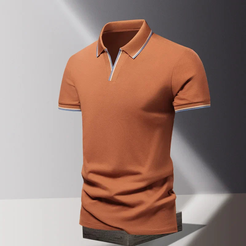 Hehope 2024 Summer Fashion American High Quality All Cotton Thin Lapel Short Sleeve Top Versatile Business and Casual Men's Polo Shirt