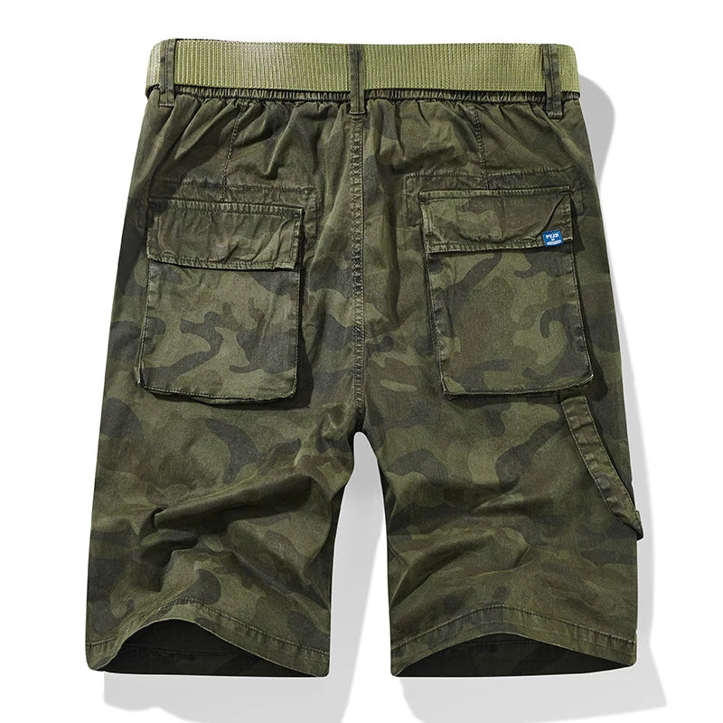 Hehope Fashion Camouflage Printing Cargo Shorts Men Streetwear Casual Elastic Drawstring Short Pant Mens Spring Summer Leisure Shorts