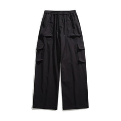 Hehope Men's Casual Commuting Autumn and Winter New Patchwork Solid Color Loose Multi Pocket Workwear Straight Leg Versatile Pants