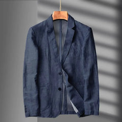 Hehope Navy Blue Linen Blazer Men Summer Casual Suit Single Jacket for Men Black Blazer Men 2024 New Casual Spring and Autumn Business