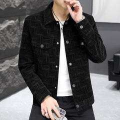 Hehope Brand Autumn Striped Business Men's Jacket Slim Fit Long Sleeve Casual Outerwear Social Streetwear Windbreaker Men's Clothing