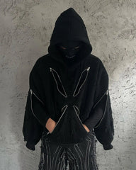 Hehope American Dark Retro Zipper Hooded Sweatshirt Men and Women Versatile Printed Couple High Street Coat Haikyuu Y2k Sweatshirt