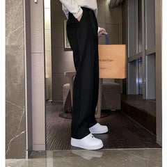 Hehope Autumn Winter Male Loose Casual Straight Suit Pants Hombre All-match Korean Fashion Solid Color Wide Leg Trousers Men's Clothing