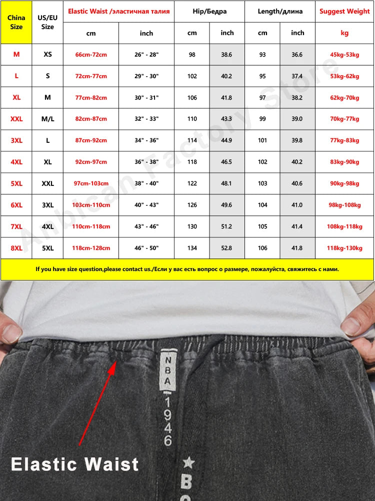 Hehope Spring Autumn Multi-Pockets Cargo Jeans Men Black Blue Denim Jogger Pants Male Baggy Jean Trousers Plus Size 6XL 7XL 8XL