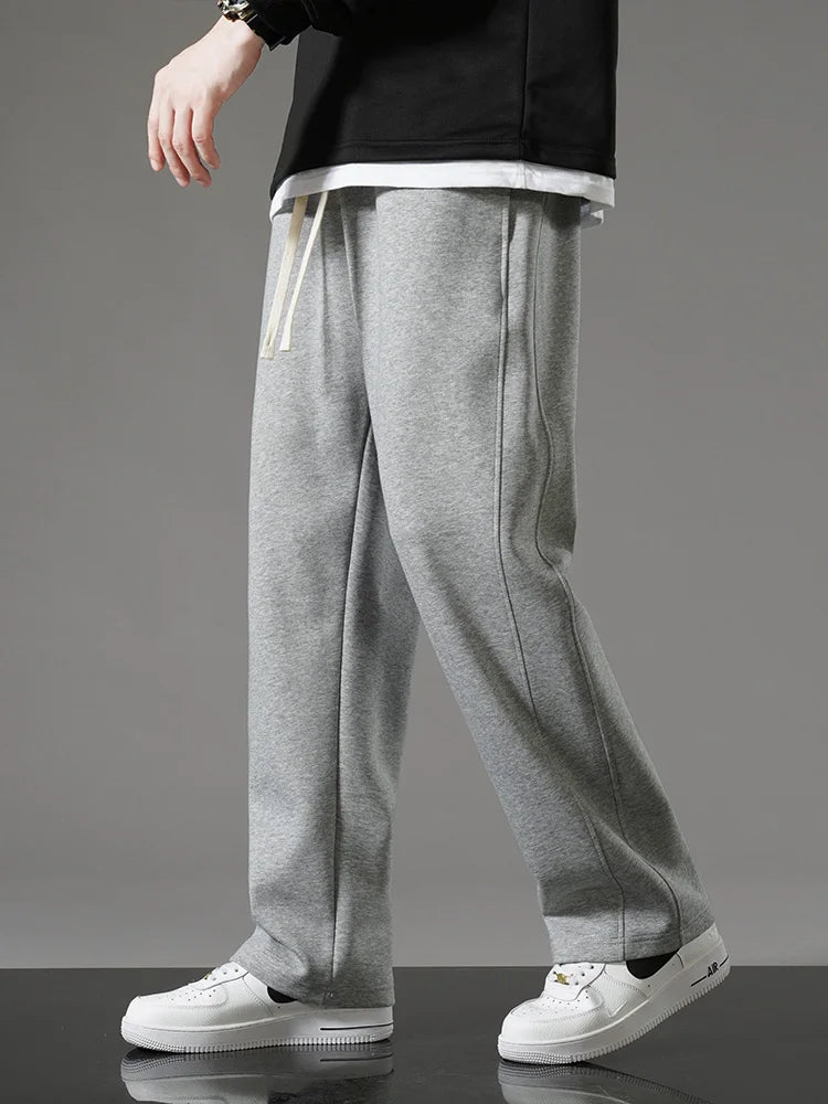 Hehope Spring Autumn Men Sweatpants Korean Fashion Sportswear Drawstring Wide Leg Straight Track Pants Cotton Casual Loose Trousers