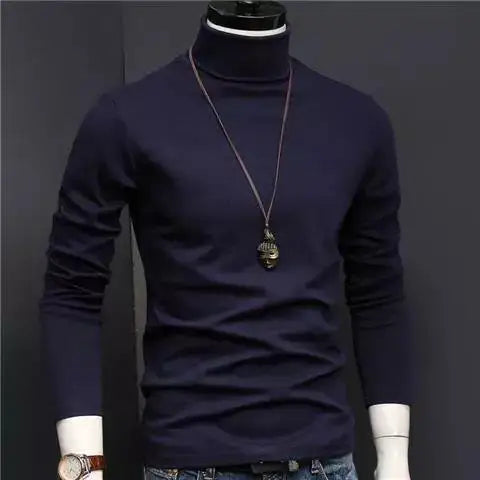 Hehope Korean Thin Half High Collar Base Shirt Men's Solid Casual Versatile Fashion Temperament Simple Patchwork Daily Long Sleeved Top