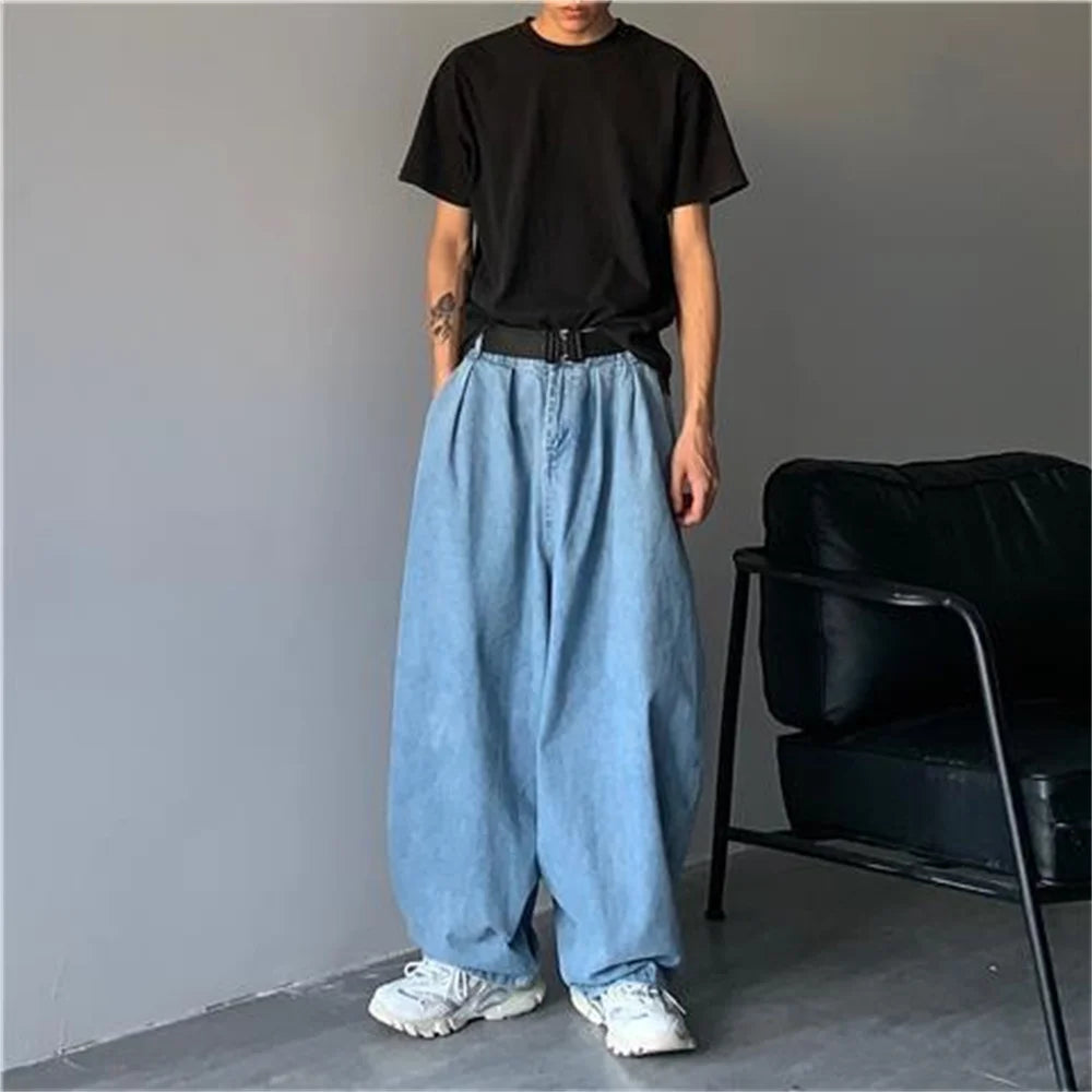 Hehope Wide Leg Cargo Pants Streetwear Baggy Jeans New Spring Autumn Men Korean Fashion Loose Straight Male Brand Clothing Black