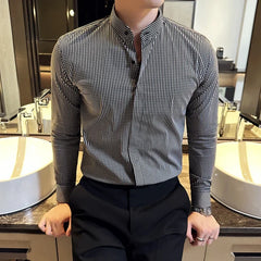 Hehope Camisas De Hombre Stand Collar Luxury Shirts For Men Clothing High Quality Camisa Masculina Slim Fit Mens Dress Shirts Formal