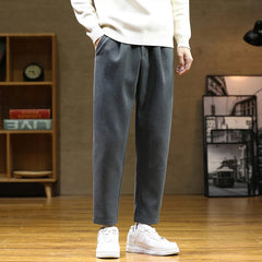 Hehope Autumn/Winter Woolen Pants Men warm Fashion Retro Multicolor Casual Pants Mens Streetwear Loose Korean Straight Trousers Mens