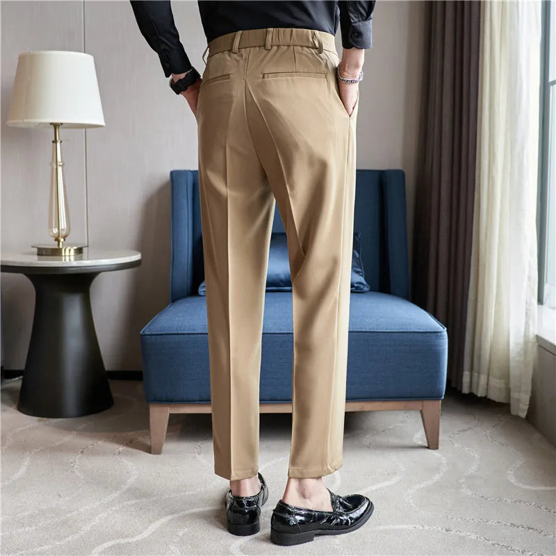 Hehope Men Suit Pants Autumn British Style Slim Fit Solid Casual Pantalon Homme Wedding Party Formal Dress Trousers Men Clothing