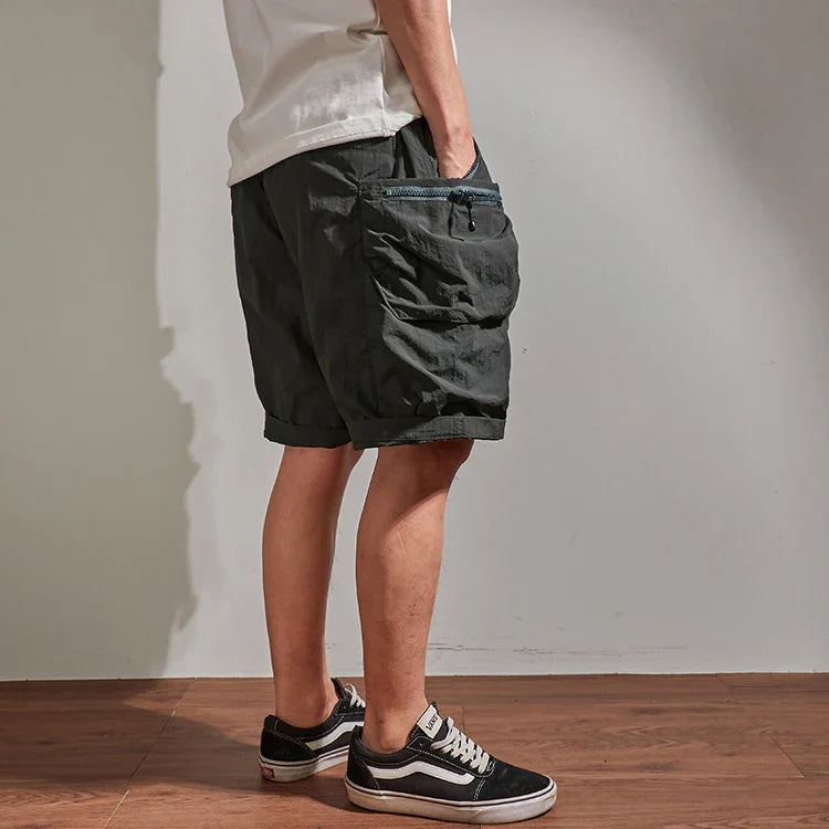 Hehope Summer Loose-fitting Cargo Shorts Men's Fashion Brand INS Casual Pants Multi-pocket Quick-dry Outline Outdoor Pants