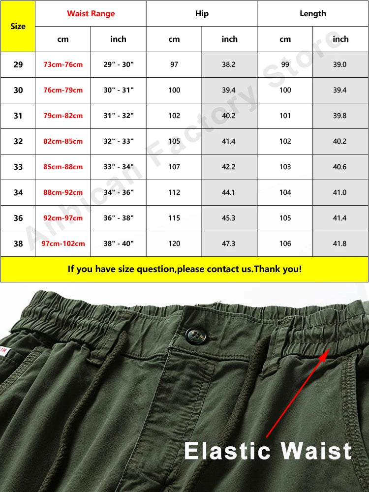 Hehope Spring Summer Military Cargo Pants Men New Multi-Pockets Streetwear Army Joggers Stretch Cotton Casual Trousers