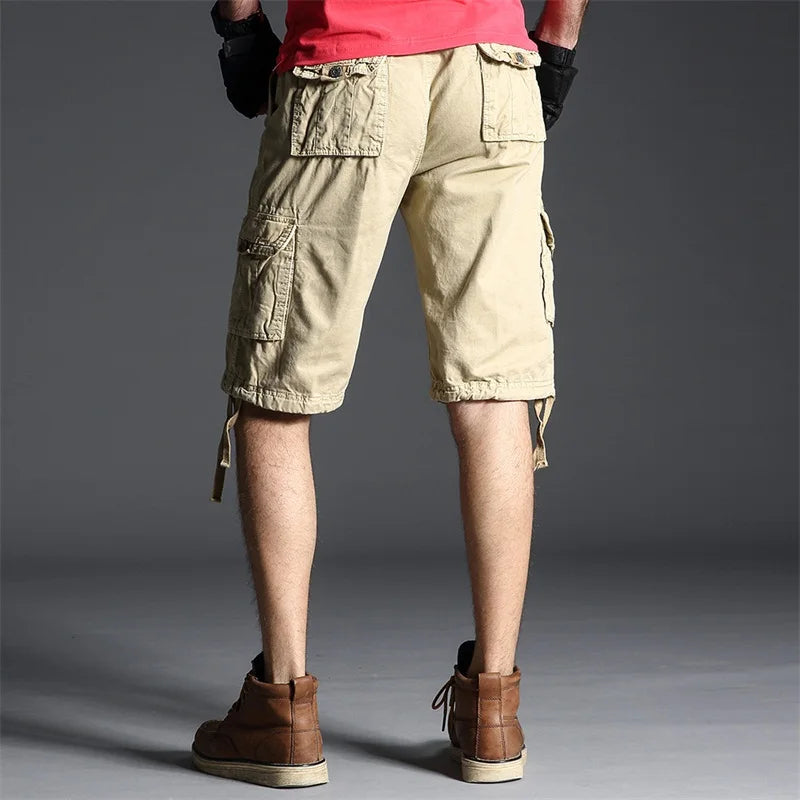 Hehope Summer New Men Cargo Shorts Cotton Loose Solid Casual Straight Fashion Outdoor Sports Gym Jogger Short Cargo Pants For Men