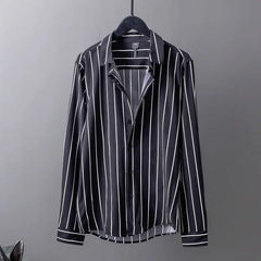 Hehope New Spring and Autumn Fashion Stripe Long Sleeve Fashion Casual Light Mature Style Design Sense Youth No Iron Shirt