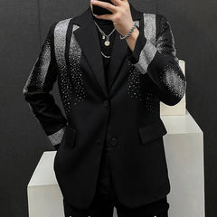 Hehope High Quality Blazer Luxury Diamond Mens Fashion Heavy Industry Hot Diamond Punk Slim Suit Jacket Men Chaquetas Hombre De Vestir