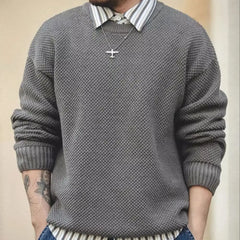 Hehope Sweater Men Winter Pullover Korean Style Male Autumn Striped Sweater Loose Knitted Sweater Trend Thick Top Mens Clothing