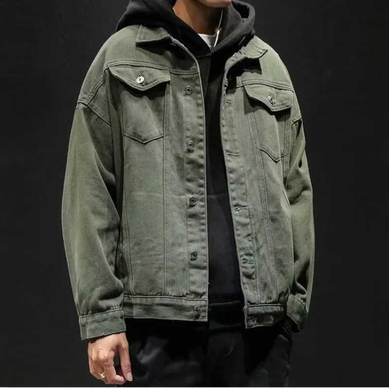 Hehope Men's Denim Jacket Autumn Male Jean Coats Black Cargo Big Size Menswear Korea High Quality Trendy Large Fast Delvery Outwear Y2k