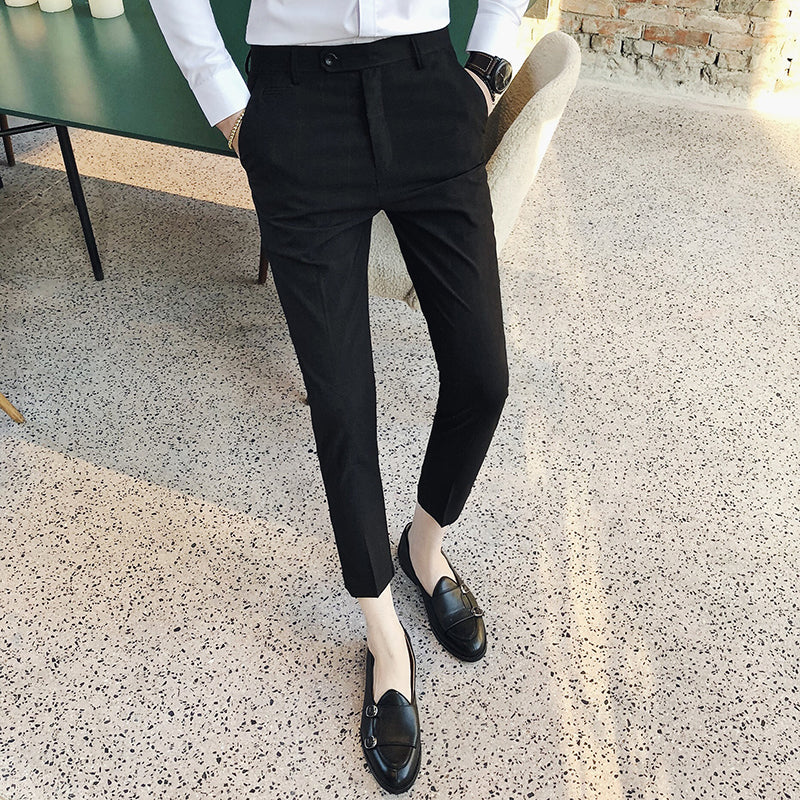 man outfit Summer Plaid Pants Men's Net Slim Fit Skinny Pants Thin Cropped Pants Slim Cropped Casual Suit Pants Men's Pants