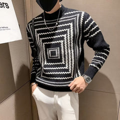 Hehope Striped Sweater For Men Spring And Autumn