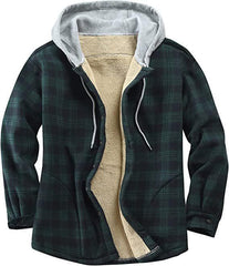 Hehope Men's Padded And Thickened Plaid Jacket