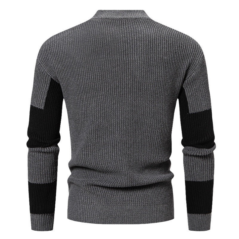 Hehope Men's Half Turtleneck Color Matching Casual sweater