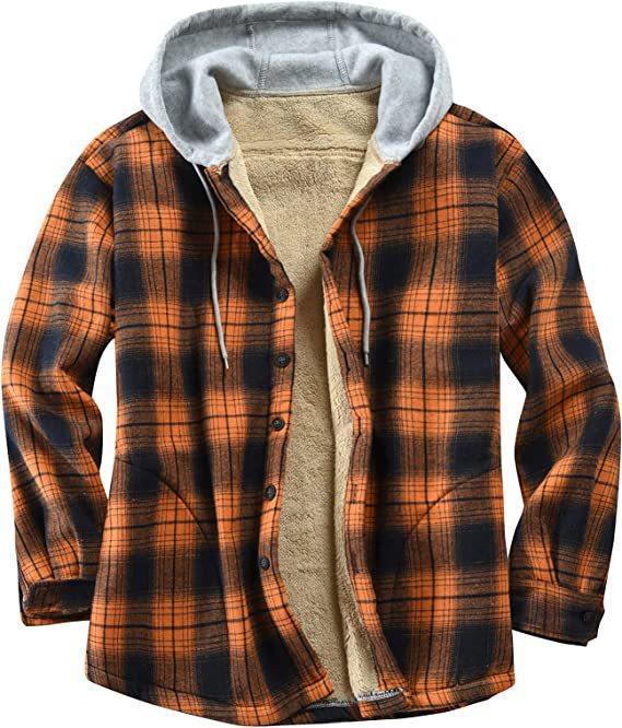 Hehope Men's Padded And Thickened Plaid Jacket