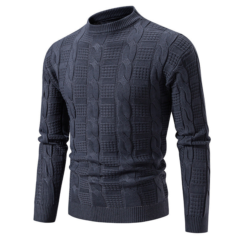 Hehope Men's Round Neck Twisted Pullover Knitwear sweater