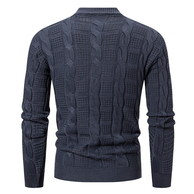 Hehope Men's Round Neck Twisted Pullover Knitwear sweater