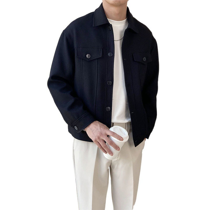 Hehope Men's Single-breasted lapel Coat