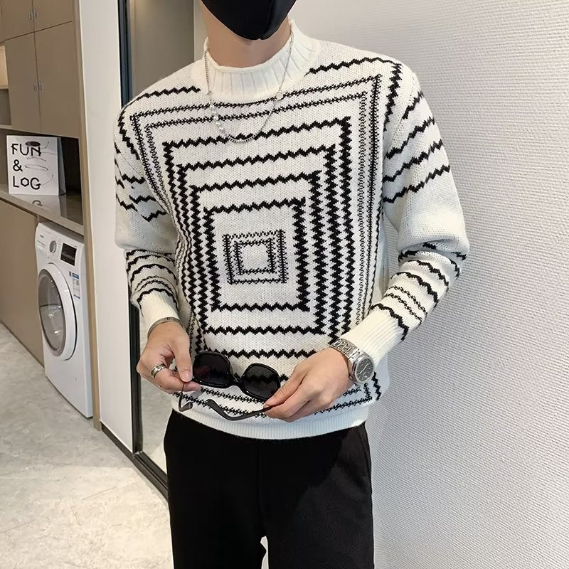 Hehope Striped Sweater For Men Spring And Autumn