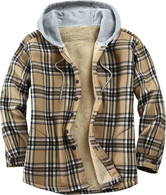 Hehope Men's Padded And Thickened Plaid Jacket