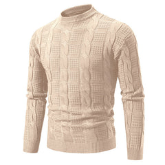 Hehope Men's Round Neck Twisted Pullover Knitwear sweater