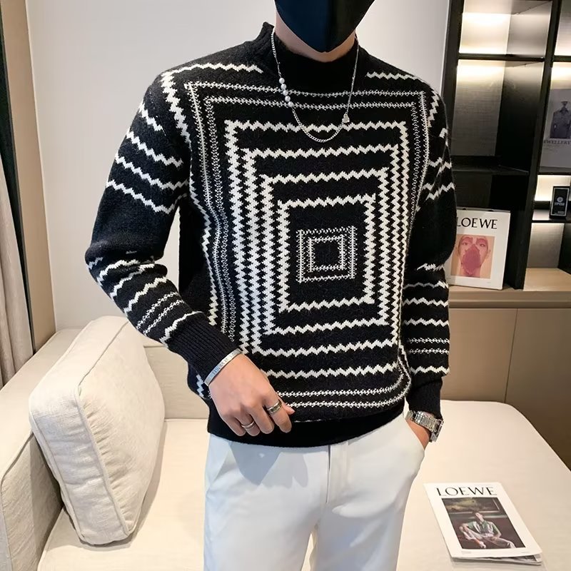 Hehope Striped Sweater For Men Spring And Autumn