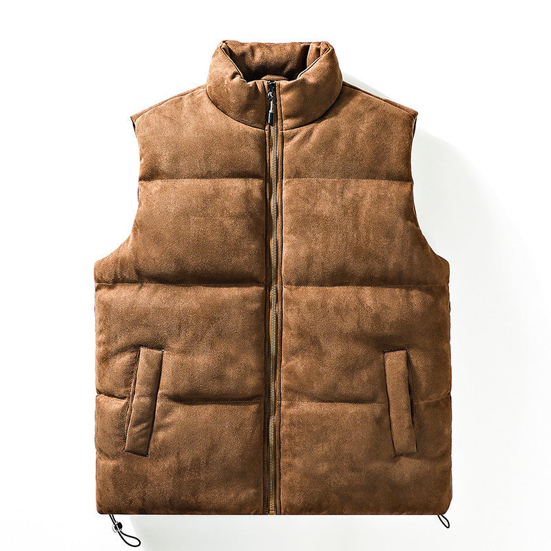 Hehope Simple Stand-up Collar Cotton-padded Vest For Men